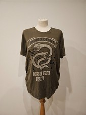 Diesel 978 Brave Khaki Snake Print Indigo Devils T Shirt - L