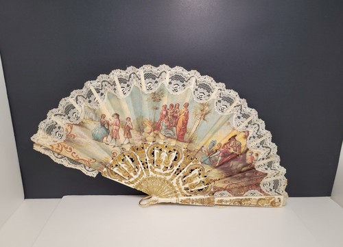 Antique victorian hand fan - fan,