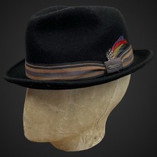 Stetson Hat Black Size Large Wool Felt Oneida Short Brim Trilby Fedora 