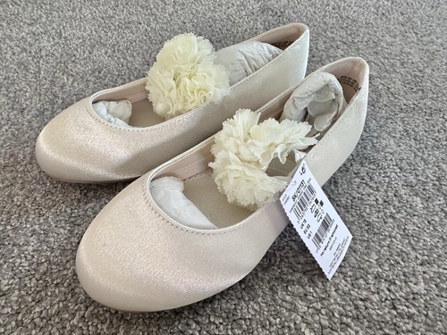 Girls ivory wide fit satin - girls,