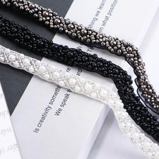 Beads Lace Trim White Black