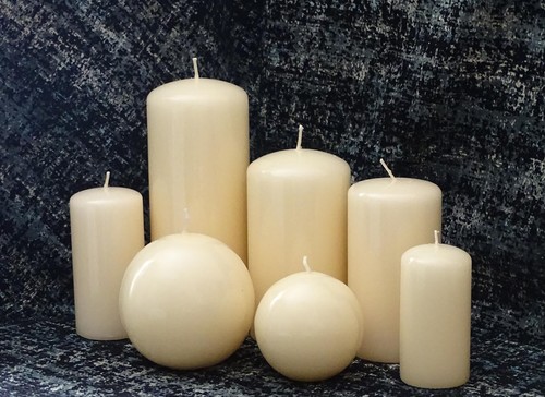 Ivory gloss decorative candle - ivory,