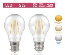 Light Bulbs Bayonet Screw LED Filament GLS B22 E27 40 60 100 Watt Clear Globe