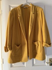 Ladies Size 22 TU Mustard Yellow Knit Blazer 3/4 Sleeve Pockets