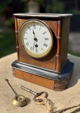 Antique Victorian Mantel Clock – Faux Bamboo Wood Case, Key-Wound, Serial 17215