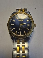 RARE Seiko Sapphlex Crystal 7N42-7140 Men's Watch Tested Blue Face SQ50