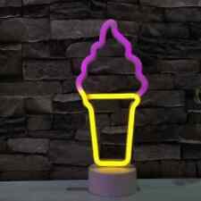 Ice Cream LED Neon Sign Bedside Lamp Night Light USB/Battery Free Standing UK
