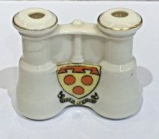 ZD67: VINTAGE SWAN CRESTED CHINA BINOCULARS/FIELD GLASSES - ARMS OF LYMINGTON