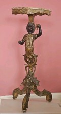 Very Rare Antique 19th Century Blackamoor Torchere Stand Table