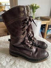 Doc Martens Brown Leather Cream Fur Lined Shearling 1914 Boots Uk7/41 Good 