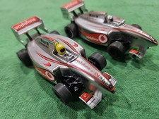 2x Micro Scalextric Silver arrow Mercedes F1 cars