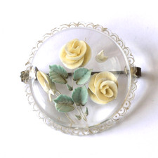 1940s 50s reverse carved lucite brooch