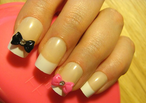 Pretty bows pink black red - 3d,
