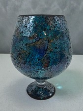 Mosaic Glass Blue Vase 30cm Tall Large Gift