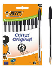 10 Bic Cristal Original Ballpoint Pens Smudge-free Medium Point 1.0mm BLACK
