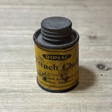 Old rare vintage original Romac Rubber French Chalk repair tin with contents 