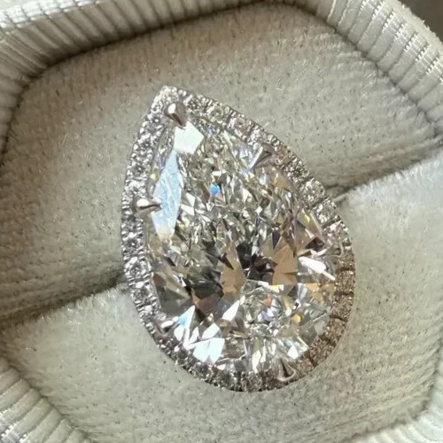 14k white gold pear cut - cut, lab