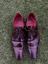The Jeffery West Derby Polished Leather Shoes in Burgundy uk size 9
