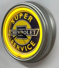 Chevrolet Service yellow LED 'neon effect' wall clock garage mancave advertising