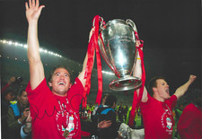 Harry Kewell Liverpool Istanbul 05 Lifting Champions League Signed A3 Photo &Coa