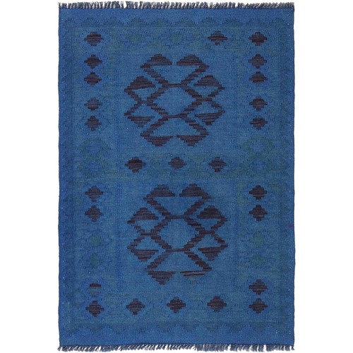 Blue overdyed kilim 115cm - overdyed,