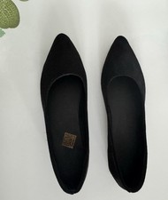 Black Suede Flat Shoes UK Size 2 EU 35