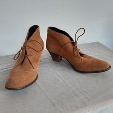 Ladies Suede Shoes 8 UK Size Lace Up Heeled Martha Johnson Tan Brown