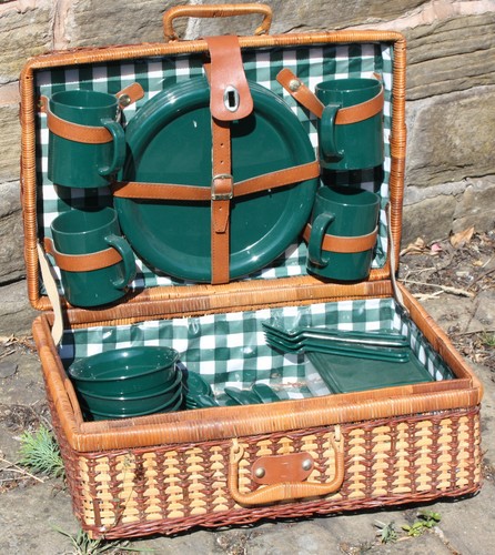 Retro picnic basket person - retro,