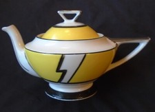 Schneider Czechoslovakia Art Deco Teapot yellow black white 1930s vgc