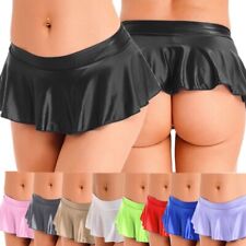 UK Freebily Women's Oil Micro Pleated Shiny Ruffled Party Ultrashort Miniskirt