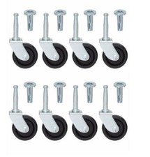 8x Furniture castors wheels (With Inserts) 40 mm For Divan Bed Sofa Settee Chair