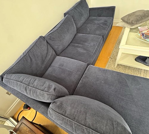 Blue fabric corner sofa with - fabric,