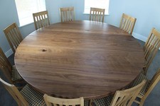 8,10,12, seater, Round American Black Walnut top Dining Table, Triple hoop base