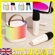 Mini Karaoke Machine Kids with 2 Microphone Portable Bluetooth Speaker w/ LED UK