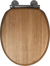 Croydex Toilet Seat Soft Close Wood Quick Release Anti Bacterial Oak/Grey/White 