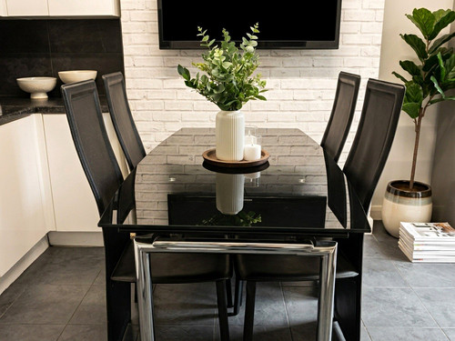 Black glass rectangular dining - black,