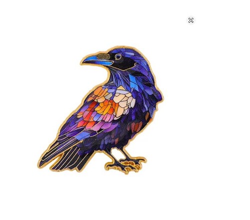 Colourful raven enamel pin - colourful,