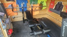Powertec Weight Bench with Leg Extension and Squat Rack and Weights Set