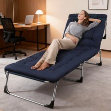 Folding Bed with Soft Cushion Guest Bed with Adjustable Backrest Portable Cots