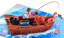 Birthday card 3D POP UP Card Fishing Father’s Day dad son friend birthday card