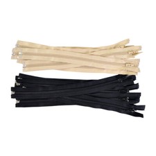 Open end nylon chain zips 10 12 14 16 18 20 22 24 26 28 30 32 34 36" Black Beige