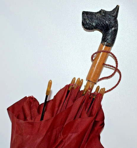 Vintage silk parasol umbrella - silk,