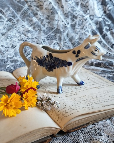 Vintage delft blue cow - vintage,