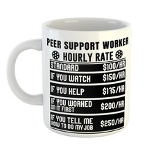 Classic Work Mug – PEER SUPPORT WORKER HOURLY RATES MUG for the No-Nonsense Crew
