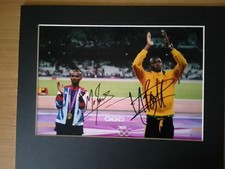 RARE "Autographed" Photograph of Usain Bolt  & Mo Farah Ready Mounted for Frame