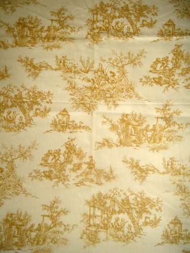 Gold cream ochre toile jouy - cream,
