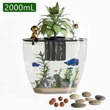 Small Fish Tank - Plastic Clear Micro Landscape Desktop Aquarium For Goldfish
