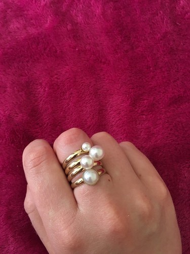 Set three gold pearl - pearl, rings/