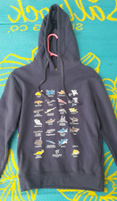 Rapanui Teemill Shark Trust Hoodie Shark Chart A-Z of sharks Size 12 Navy BNWOT