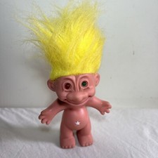 Vintage Troll Toy Yellow Hair Red And Green Eyes 4”